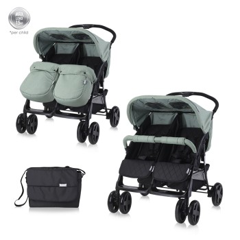 BABY STROLLER TWIN GREEN BAY+BAG