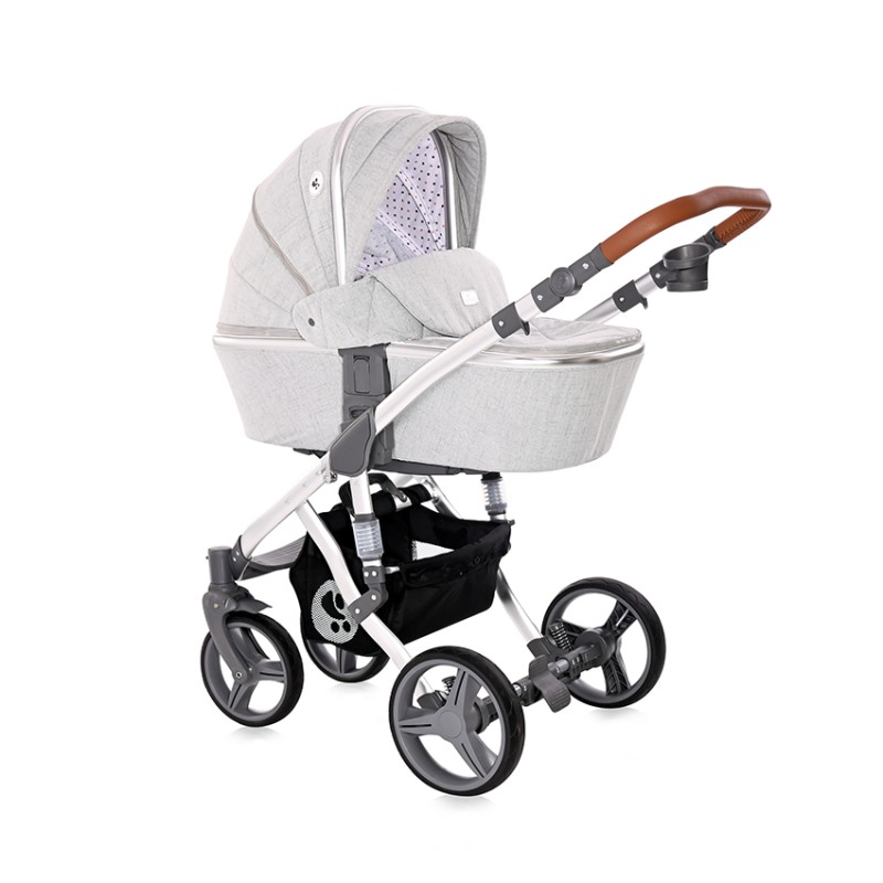 BABY STROLLER RIMINI + MAMA BAG GREY & BLACK DOTS