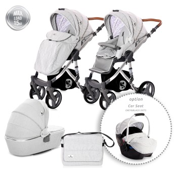 BABY STROLLER RIMINI + MAMA BAG GREY & BLACK DOTS