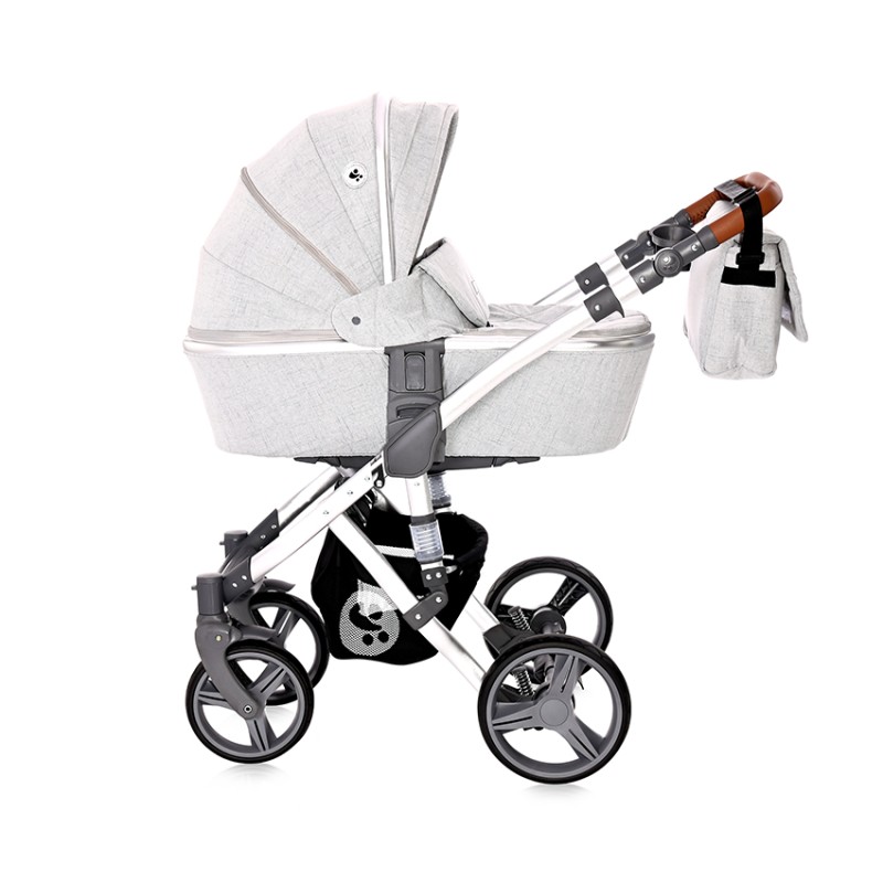 BABY STROLLER RIMINI + MAMA BAG GREY & BLACK DOTS