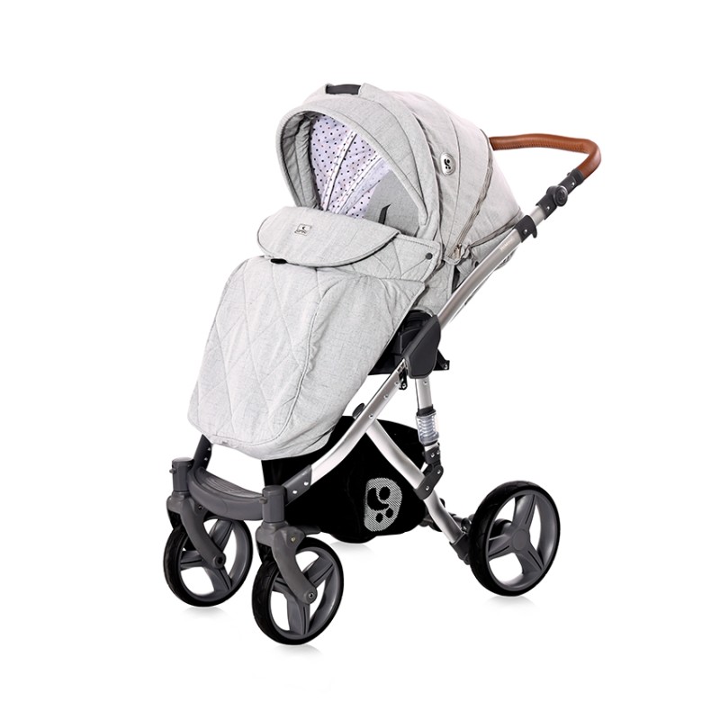 BABY STROLLER RIMINI + MAMA BAG GREY & BLACK DOTS