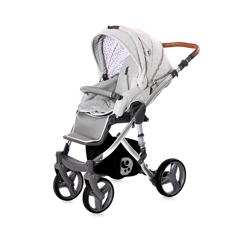 BABY STROLLER RIMINI + MAMA BAG GREY & BLACK DOTS