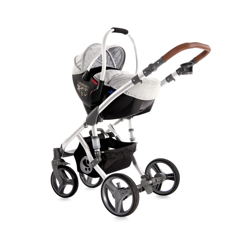 BABY STROLLER RIMINI + MAMA BAG GREY & BLACK DOTS