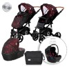 BABY STROLLER RIMINI + MAMA BAG RUBY RED & BLACK