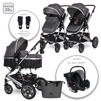 BABY STROLLER LORA STEEL GREY + MAMA BAG