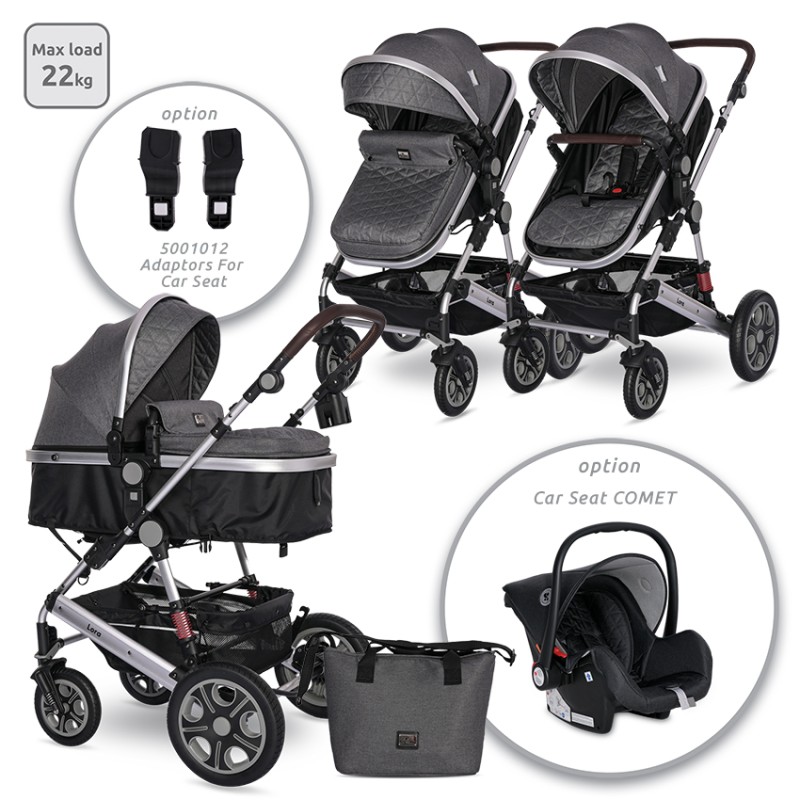 BABY STROLLER LORA STEEL GREY + MAMA BAG