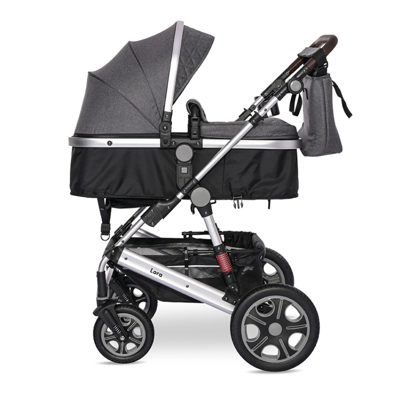 BABY STROLLER LORA STEEL GREY + MAMA BAG
