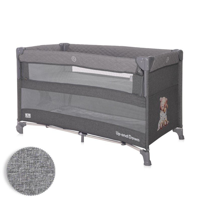 BABY COT UP AND DOWN COOL GREY BEAR