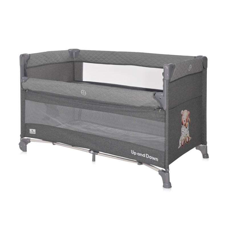 BABY COT UP AND DOWN COOL GREY BEAR
