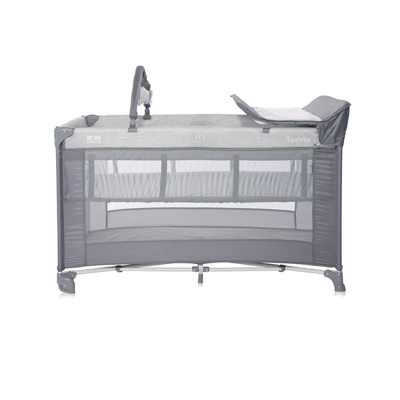 BABY COT TORINO 2LAYERS PLUS GREY STRIPED ELEMENTS