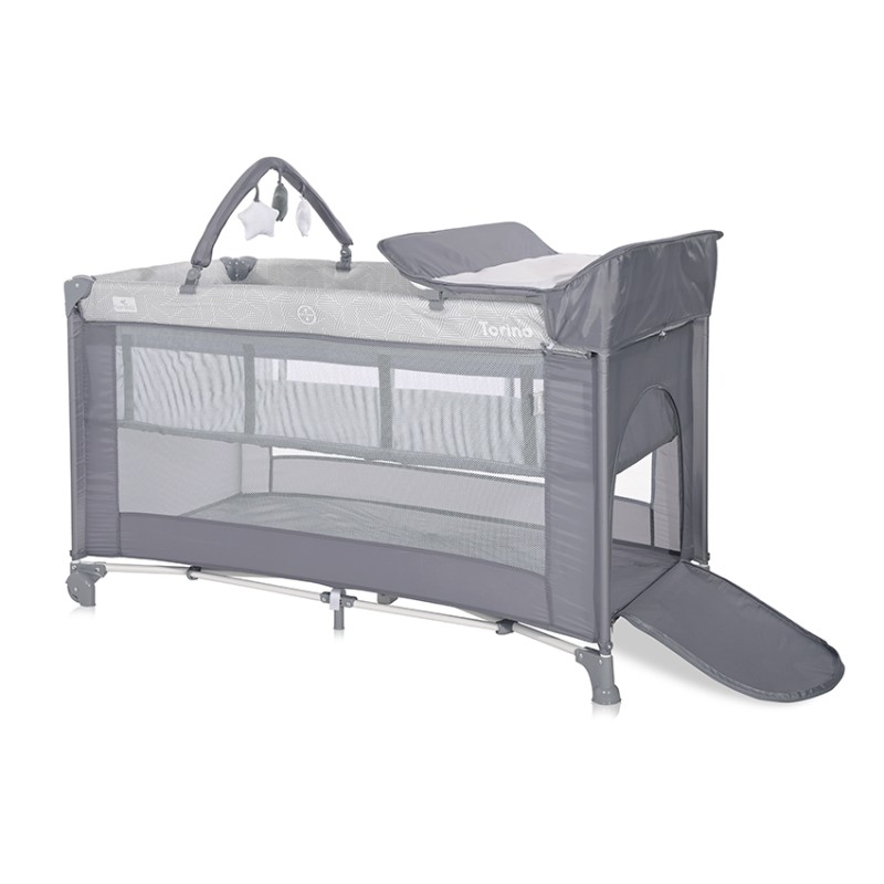 BABY COT TORINO 2LAYERS PLUS GREY STRIPED ELEMENTS