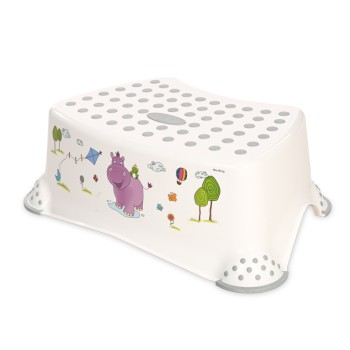 STEP STOOL HIPPO WHITE-GREY