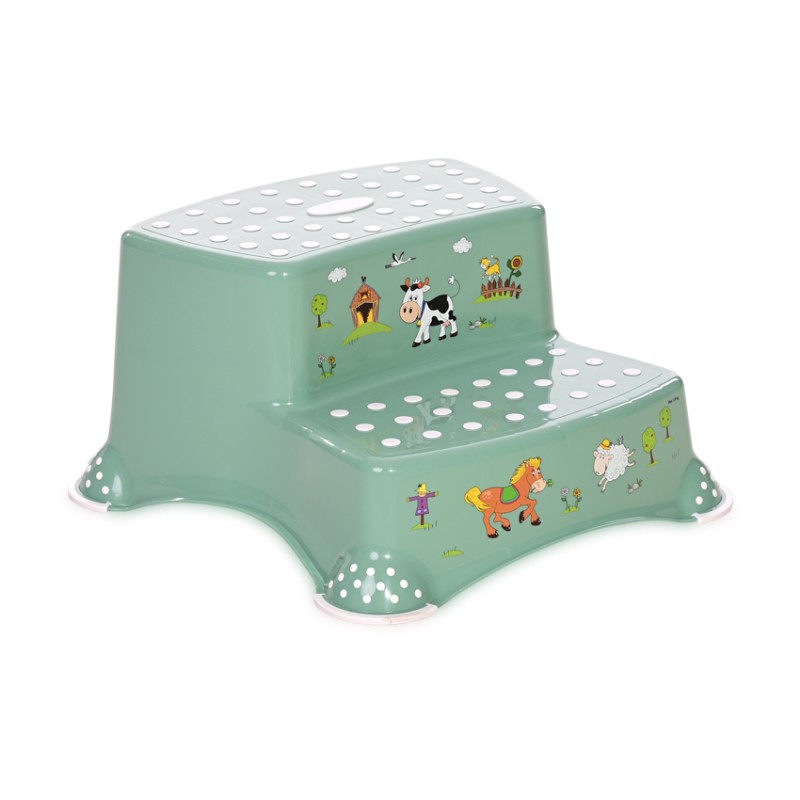 DOUBLE STEP STOOL FUNNY FARM NORDIC GREEN