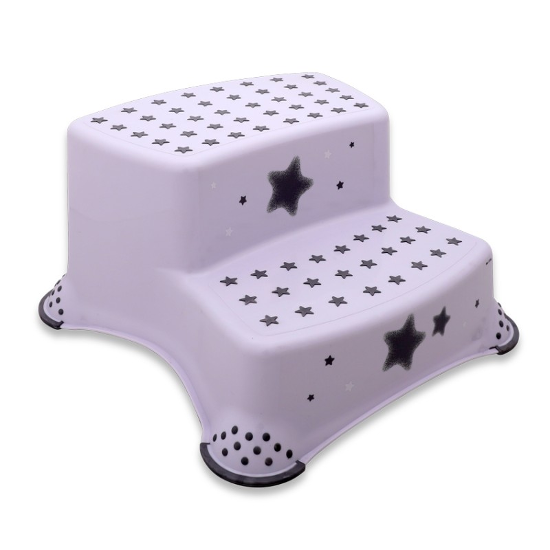 DOUBLE STEP STOOL STARS WHITE