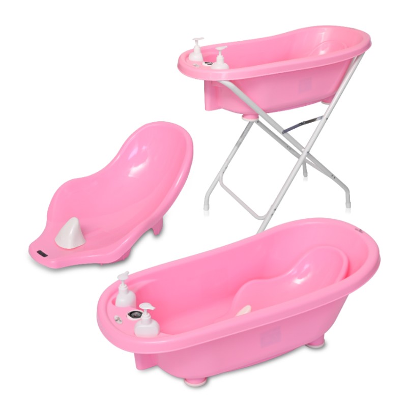 BATH TUB 88 CM WITH PLUG+THERM+BATH PAD PINK