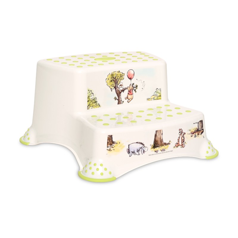 DOUBLE STEP STOOL BEAR AND FRIENDS  WHITE