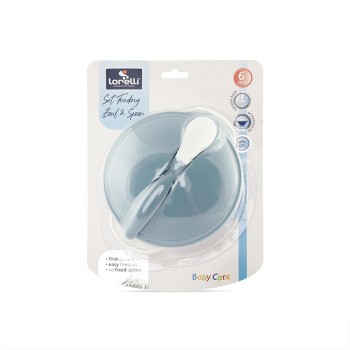 SET FEEDING BOWL+SPOON MOONLIGHT BLUE