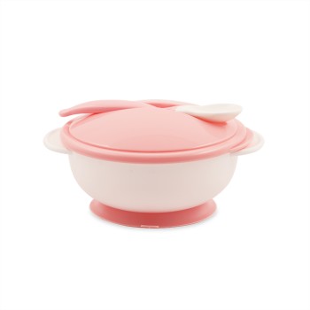 SET FEEDING BOWL+SPOON BLUSH PINK