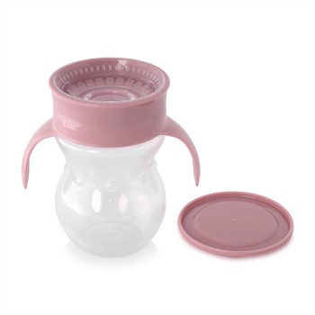 NON-SPILL CUP 360 DEGREES PINK 270ml with handles