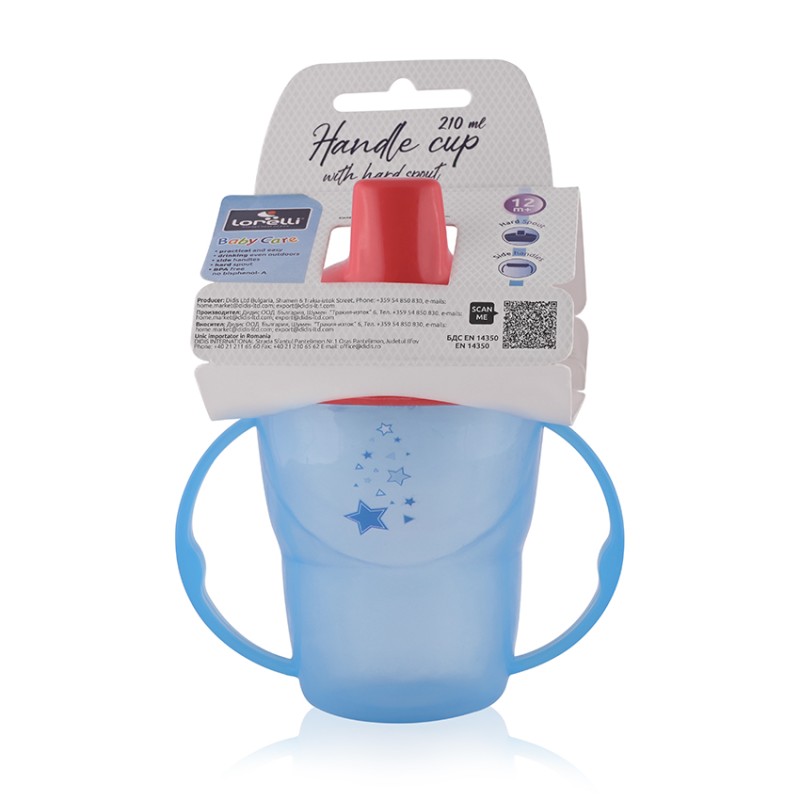 HANDLE CUP WITH HARD SPOUT 210ML BLUE
