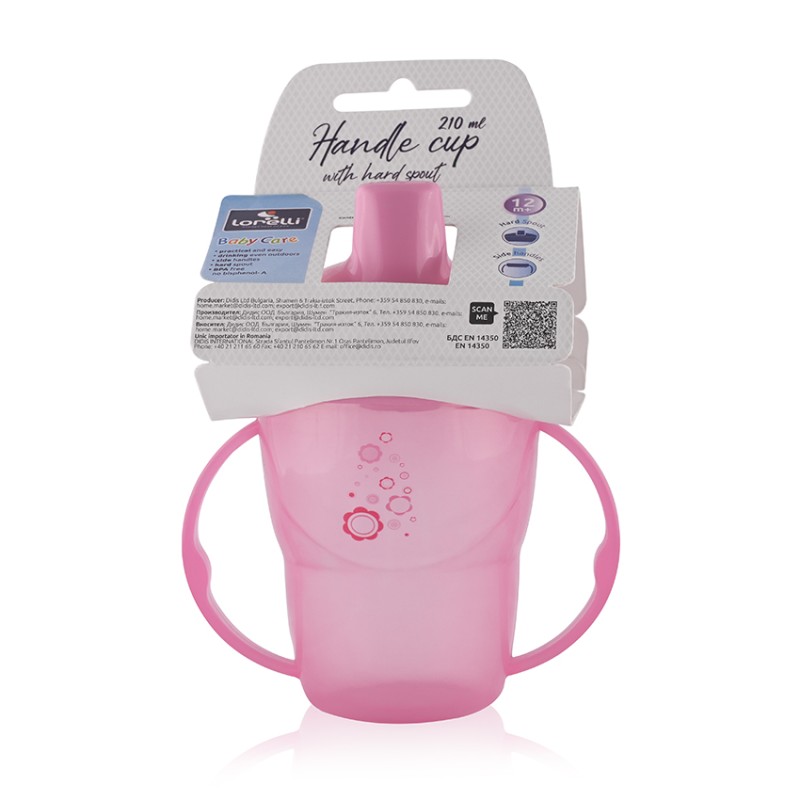 HANDLE CUP WITH HARD SPOUT 210ML PINK