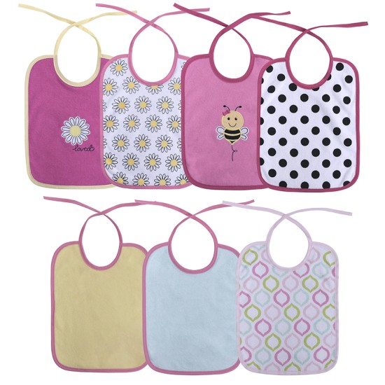 BIBS SET 7 PCS DOUBLE WITH TIES GIRL BIBS SET 7 PCS DOUBLE WITH TIES GIRL