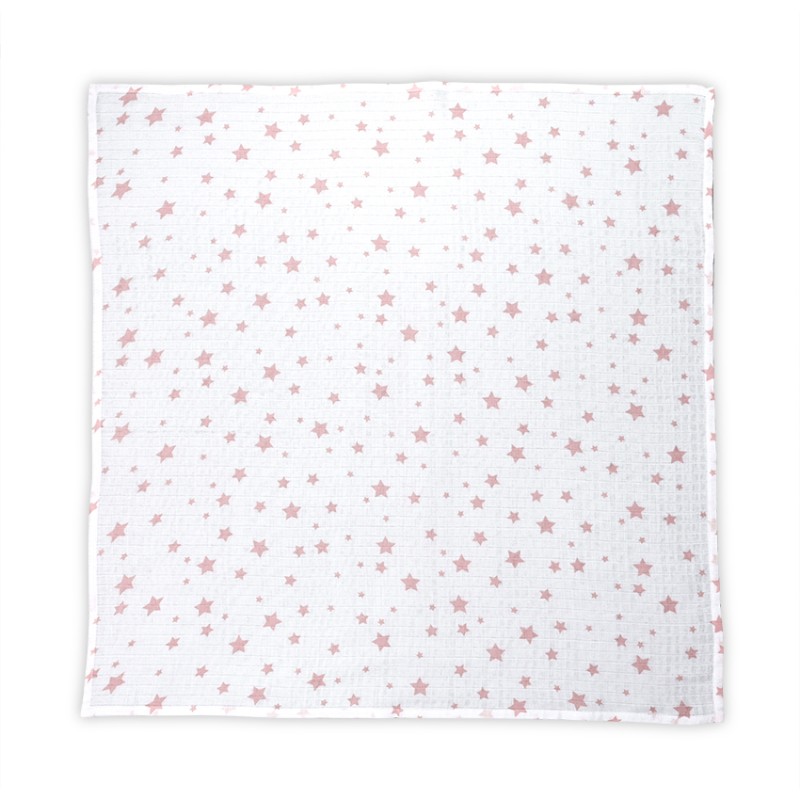 MUSLIN SWADDLE BLANKET 80/80 CM WHITE WITH ROSE ST