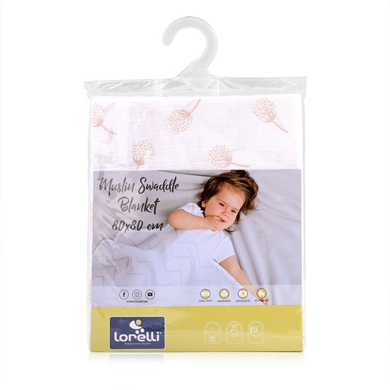MUSLIN SWADDLE BLANKET 80/80 CM ROSE  FLORAL