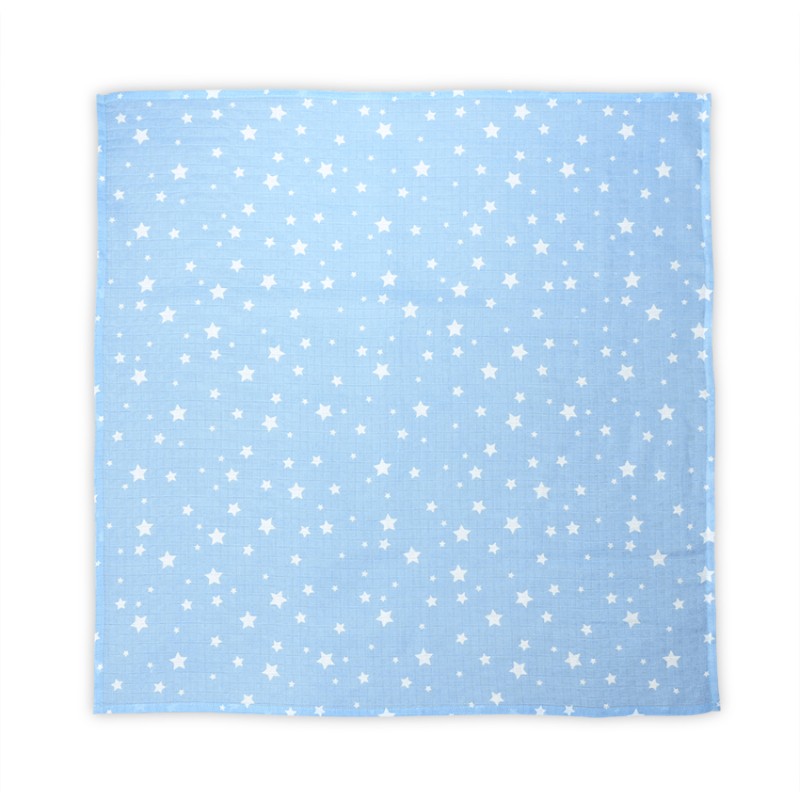 MUSLIN SWADDLE BLANKET 80/80 CM AQUATIC WITH STARS