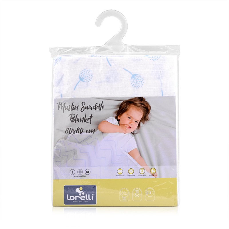 MUSLIN SWADDLE BLANKET 80/80 CM AQUATIC   FLORAL