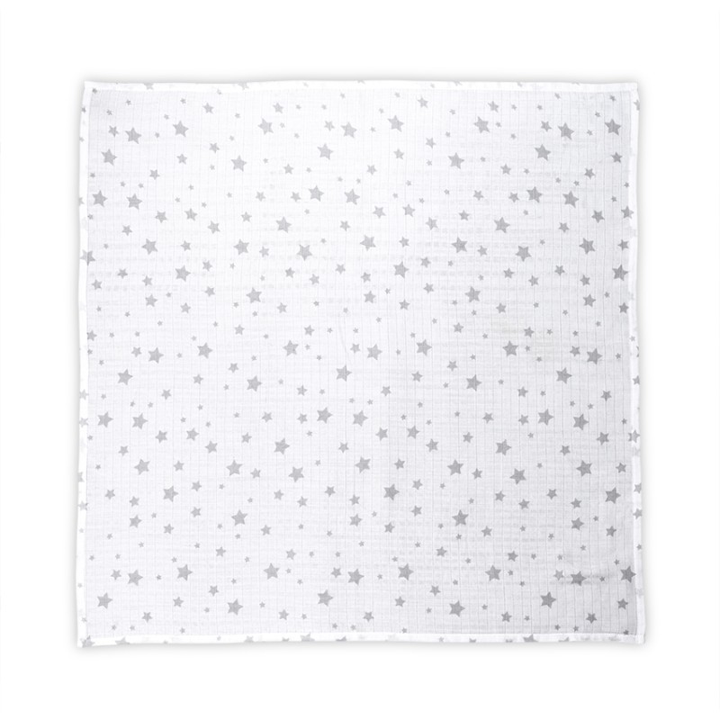 MUSLIN SWADDLE BLANKET 80/80 CM WHITE WITH GREY ST
