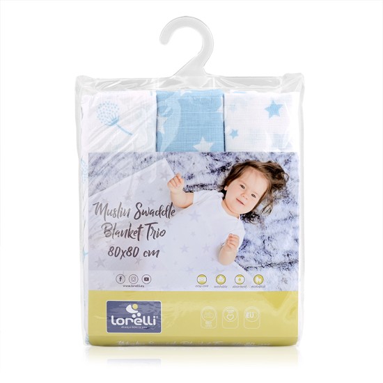 MUSLIN SWADDLE BLANKET 80/80 CM TRIO AQUATIC MIX MUSLIN SWADDLE BLANKET 80/80 CM TRIO AQUATIC MIX