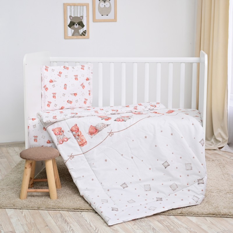 SET LORELLI - 4 PARTS RANFORCE BEARS & PILLOWS BEI