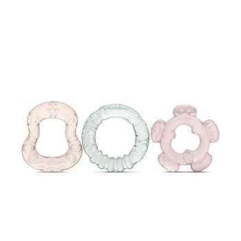 WATER FILLED TEETHER 3PC ICEBERG GREEN/MELLOW ROSE