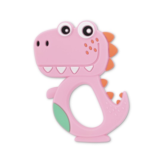 SILICONE TEETHER DINO LUCKY PINK