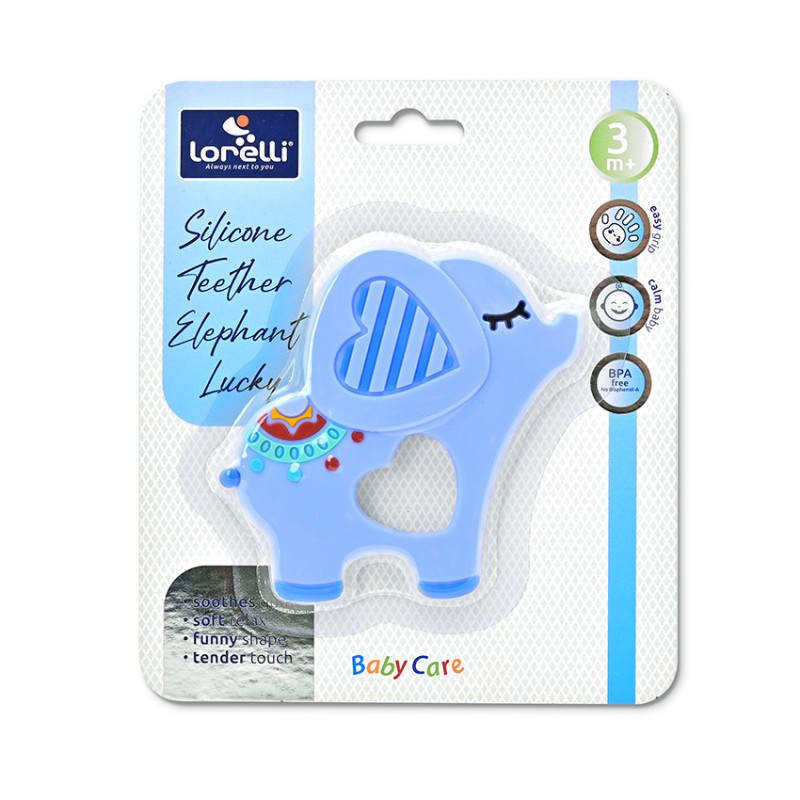 SILICONE TEETHER ЕLEPHANT LUCKY BLUE
