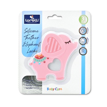 SILICONE TEETHER ЕLEPHANT LUCKY PINK
