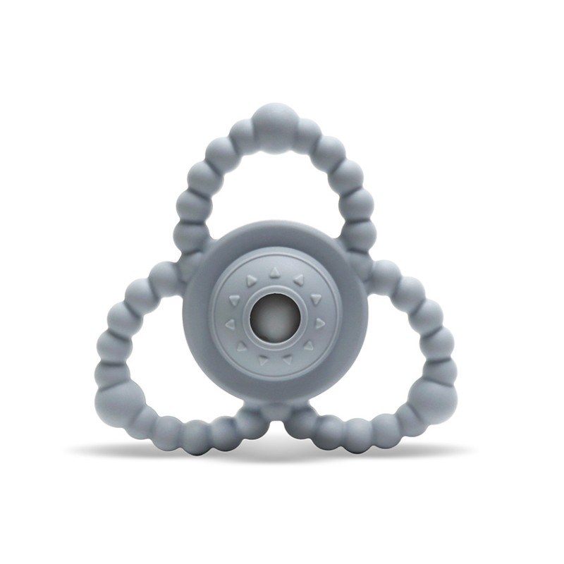 SILICONE RATTLE-TEETHER NATURAL GREY