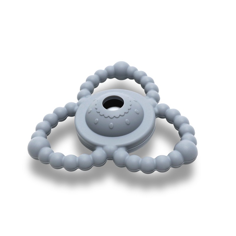 SILICONE RATTLE-TEETHER NATURAL GREY