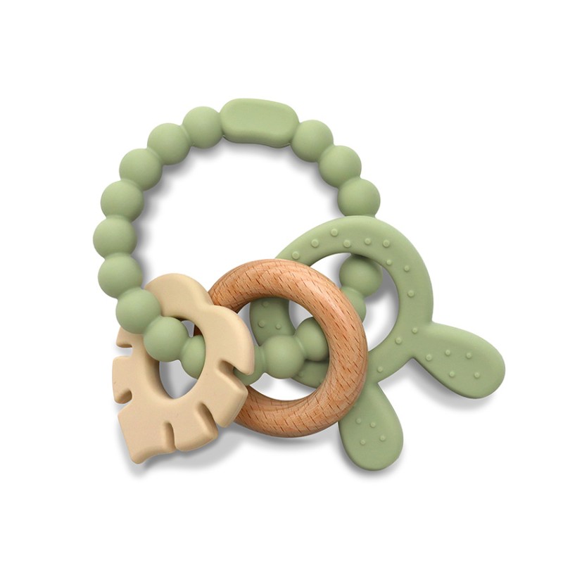 SILICONE TEETHER WITH BEECH RABIT NAT FRESH GREEN