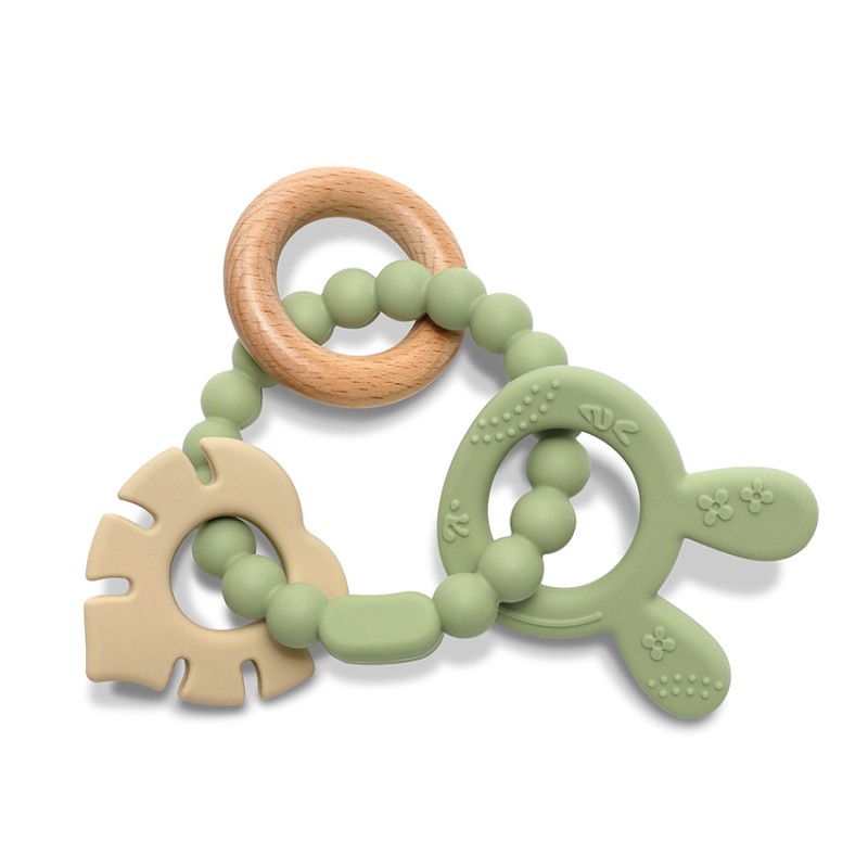 SILICONE TEETHER WITH BEECH RABIT NAT FRESH GREEN