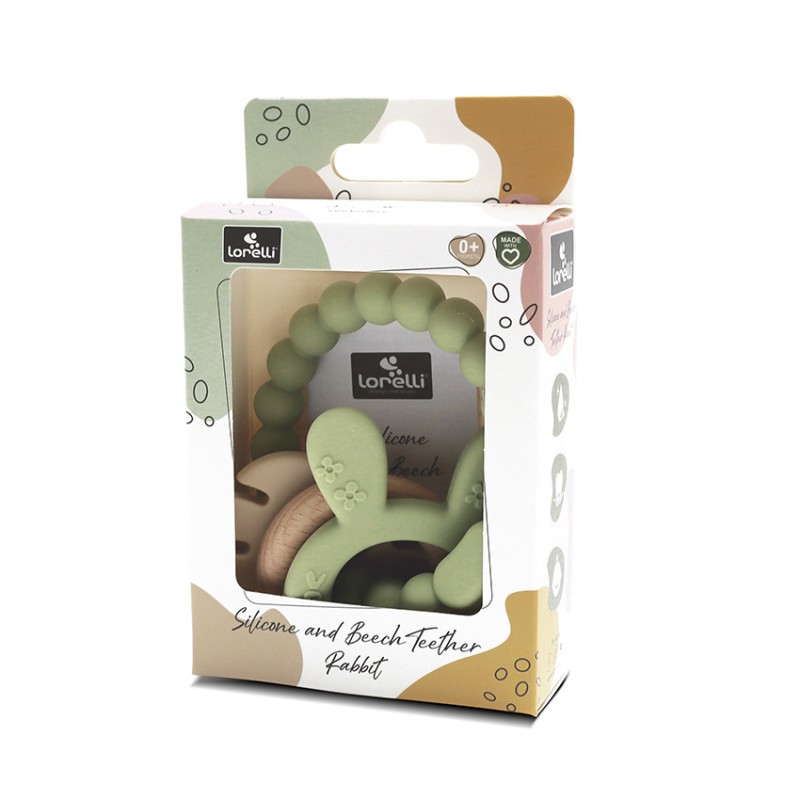 SILICONE TEETHER WITH BEECH RABIT NAT FRESH GREEN