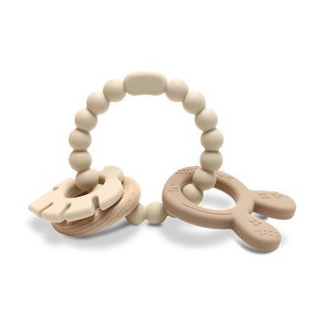 SILICONE TEETHER WITH BEECH RABIT NATURAL BEIGE