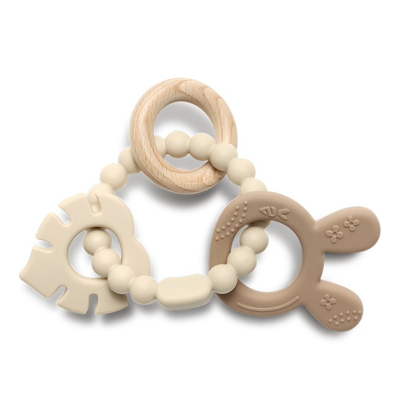 SILICONE TEETHER WITH BEECH RABIT NATURAL BEIGE