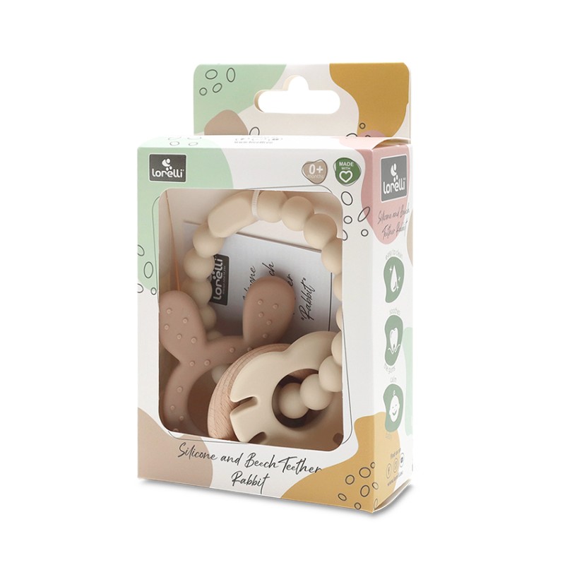 SILICONE TEETHER WITH BEECH RABIT NATURAL BEIGE