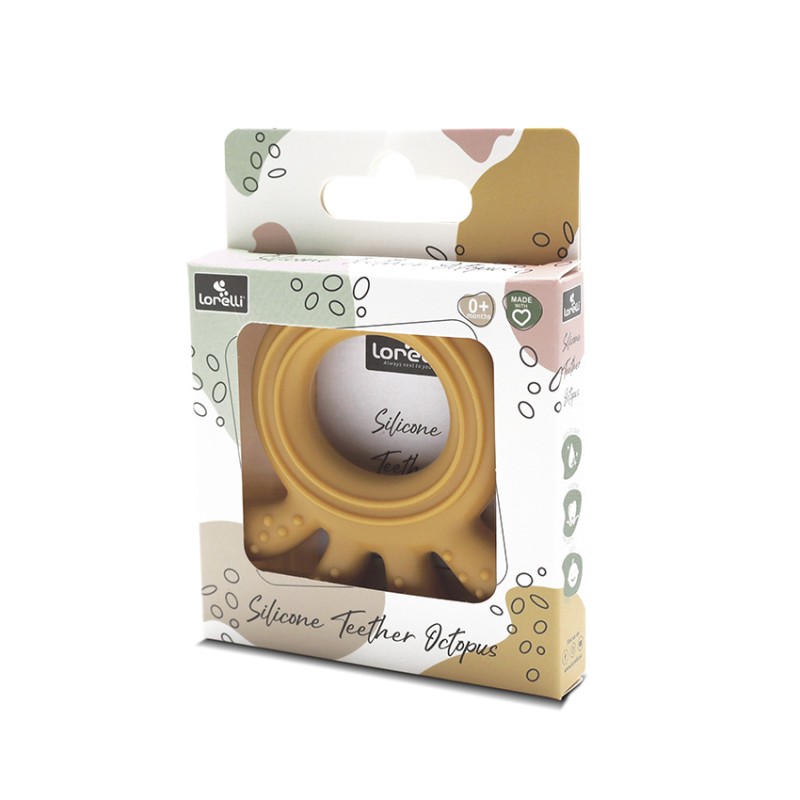 SILICONE TEETHER OCTOPUS NATURAL YELLOW