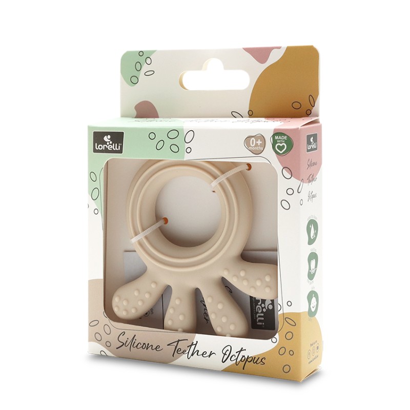 SILICONE TEETHER OCTOPUS NATURAL BEIGE
