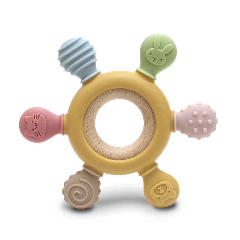 SILICONE + BEECH TEETHER RUDDER NATURAL YELLOW