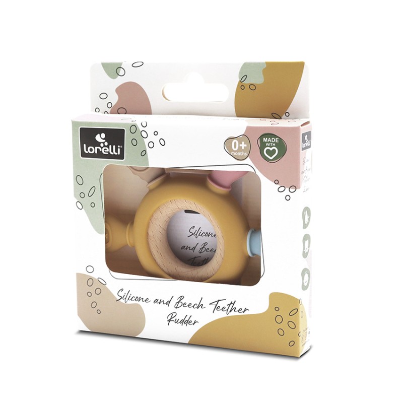 SILICONE + BEECH TEETHER RUDDER NATURAL YELLOW