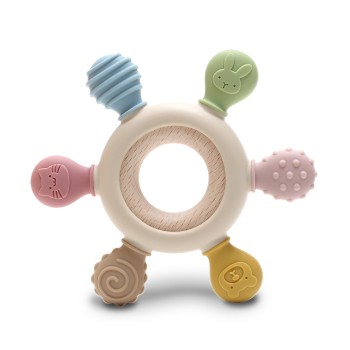 SILICONE + BEECH TEETHER RUDDER NATURAL BEIGE